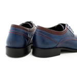 Сини официални мъжки обувки, естествена кожа - всекидневни обувки за целогодишно ползване N 100015017